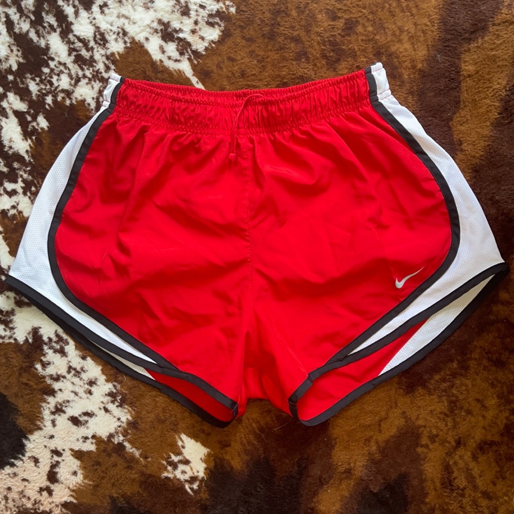 Nike red running shorts
